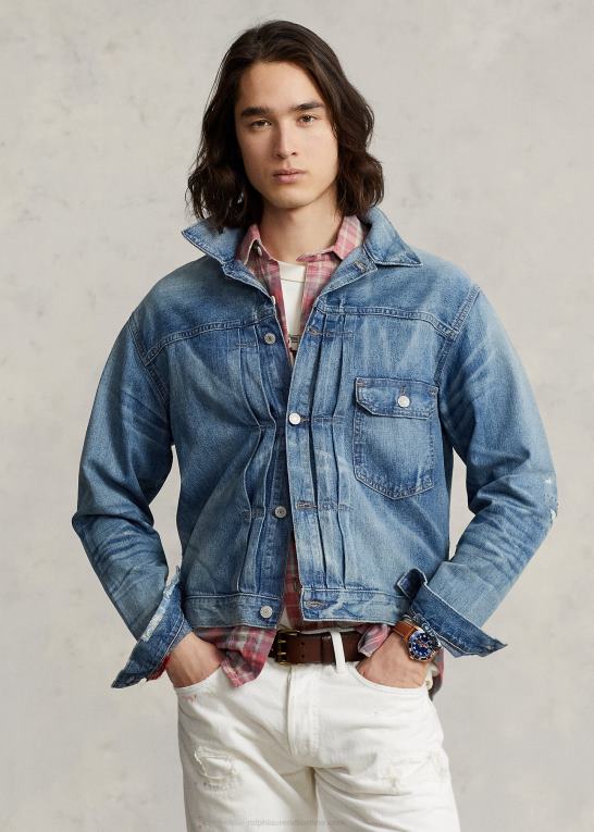 glenville Mænd Ralph Lauren distressed denim trucker jakke Z426B1242