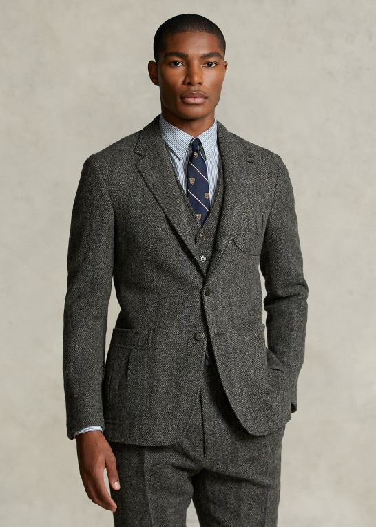 grå Mænd Ralph Lauren morehouse-kollektionen jakkesæt Z426B1293