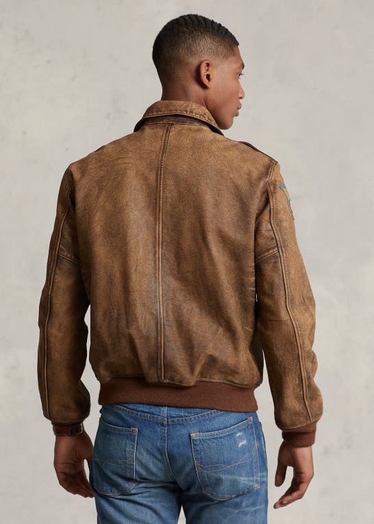 jæger brun Mænd Ralph Lauren flyvejakke i læder Z426B902