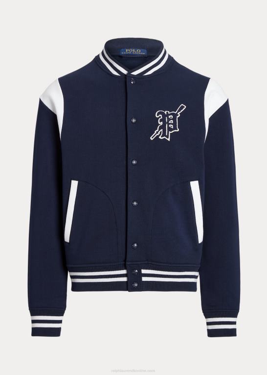 krydstogt marine/hvid Mænd Ralph Lauren fleece letterman jakke Z426B1059
