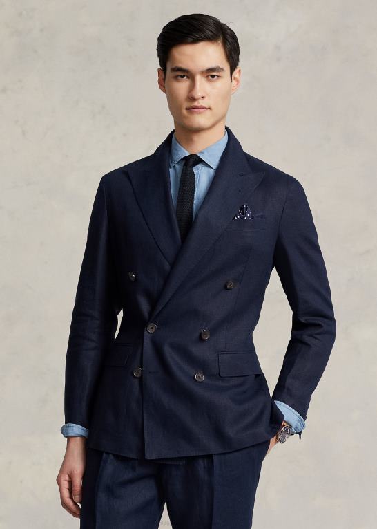 mørk flåde Mænd Ralph Lauren polo jakkesæt i blød hør Z426B1083
