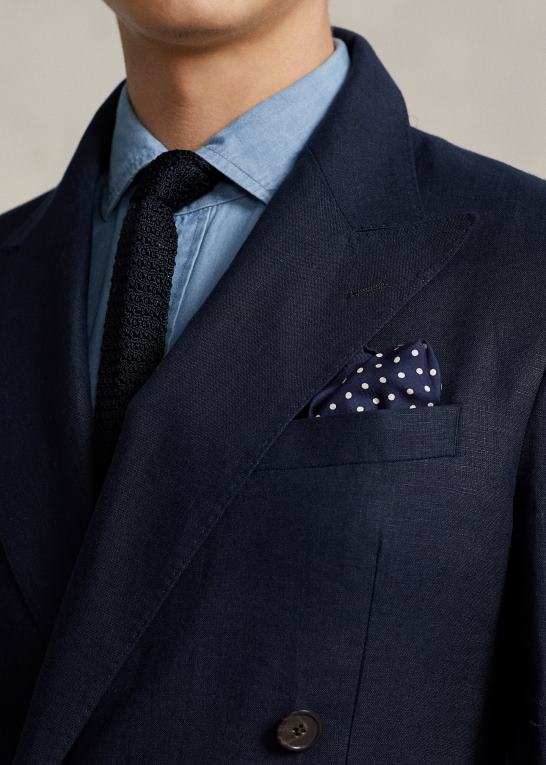 mørk flåde Mænd Ralph Lauren polo jakkesæt i blød hør Z426B1083