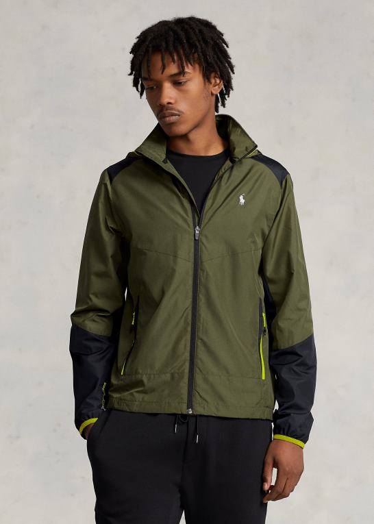 mørk salvie/sort Mænd Ralph Lauren vandafvisende ripstop jakke Z426B127