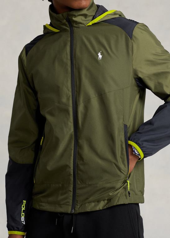 mørk salvie/sort Mænd Ralph Lauren vandafvisende ripstop jakke Z426B127