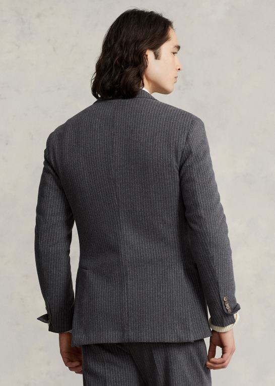 mørkegrå Mænd Ralph Lauren polo blød nålestribet strikjakke Z426B1161