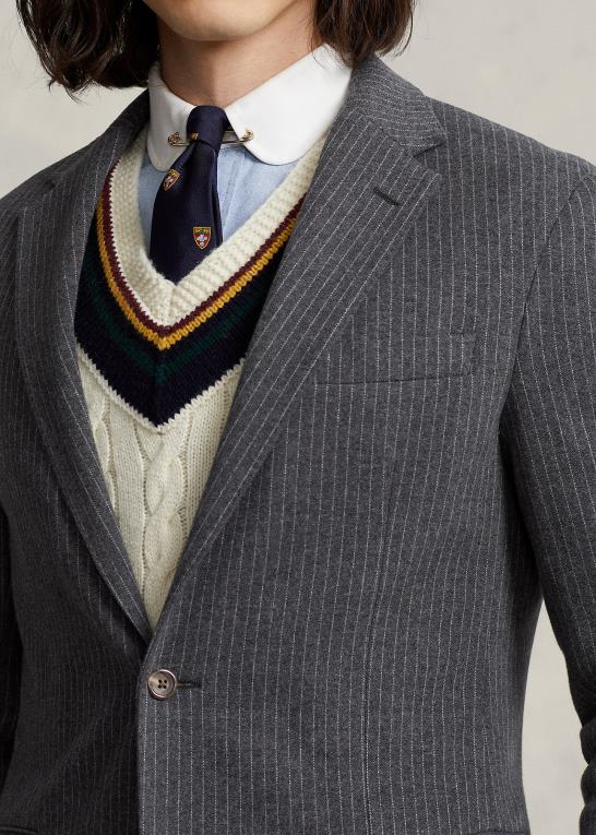 mørkegrå Mænd Ralph Lauren polo blød nålestribet strikjakke Z426B1161