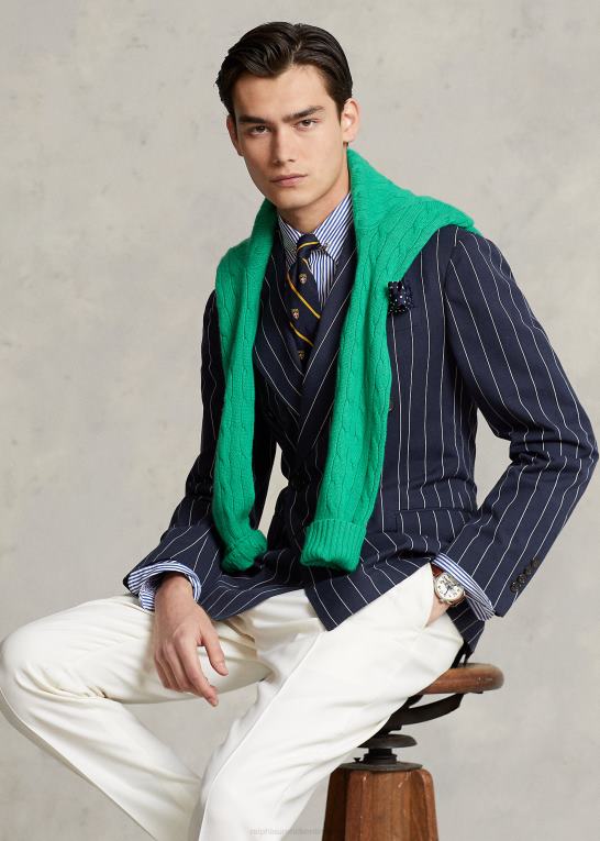 marineblå/creme Mænd Ralph Lauren polo blød stribet twill jakkesæt Z426B1217