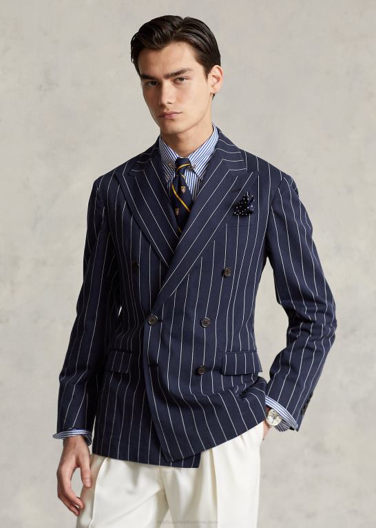 marineblå/creme Mænd Ralph Lauren polo blød stribet twill jakkesæt Z426B1217