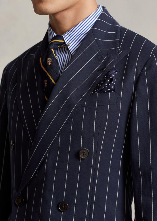 marineblå/creme Mænd Ralph Lauren polo blød stribet twill jakkesæt Z426B1217
