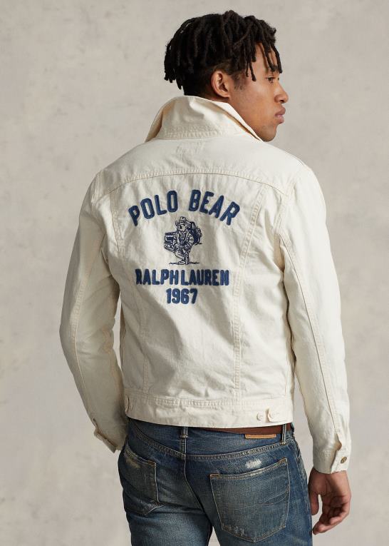 mineola Mænd Ralph Lauren polo bear broderet trucker jakke Z426B8523