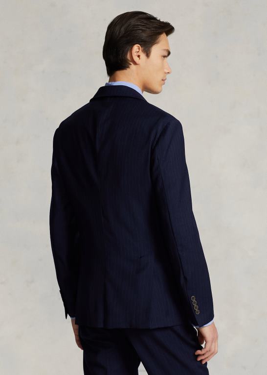 navy nålestribe Mænd Ralph Lauren polo blød nålestribet jakke i uld Z426B1216