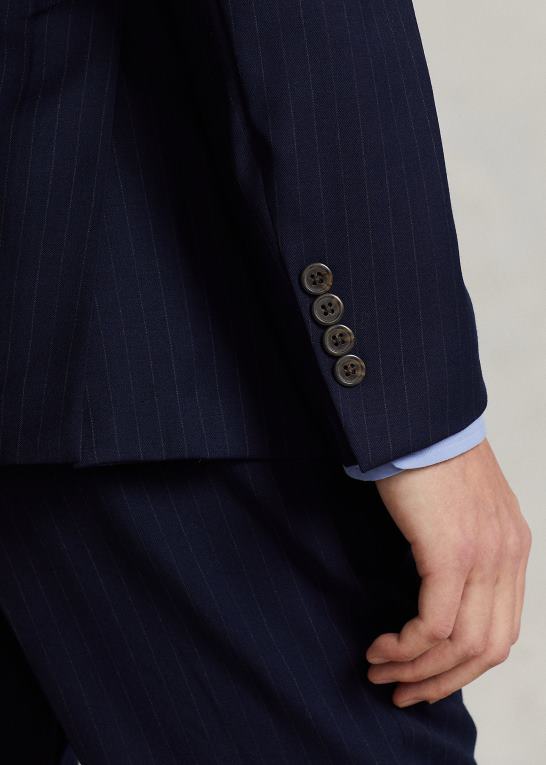 navy nålestribe Mænd Ralph Lauren polo blød nålestribet jakke i uld Z426B1216