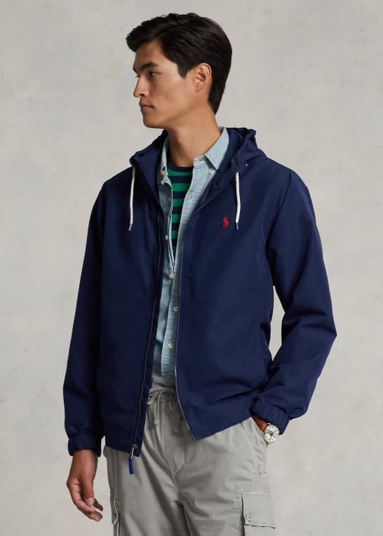 newport flåde Mænd Ralph Lauren pakbar vandafvisende hættejakke Z426B1207