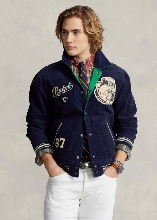 newport navy/royal Mænd Ralph Lauren vendbar varsity-inspireret jakke Z426B1073