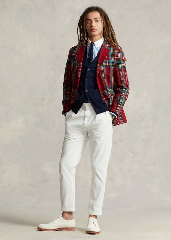 rød/grøn multi Mænd Ralph Lauren polo blød plaid jakkesæt i hør Z426B1272