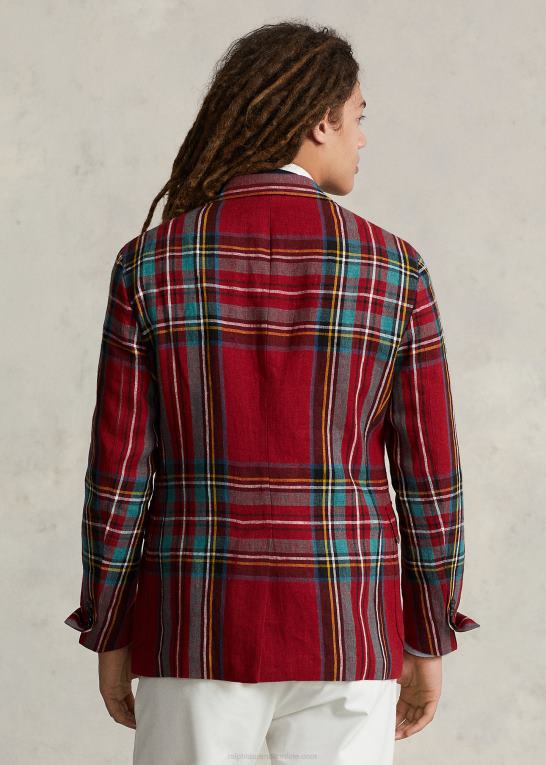 rød/grøn multi Mænd Ralph Lauren polo blød plaid jakkesæt i hør Z426B1272
