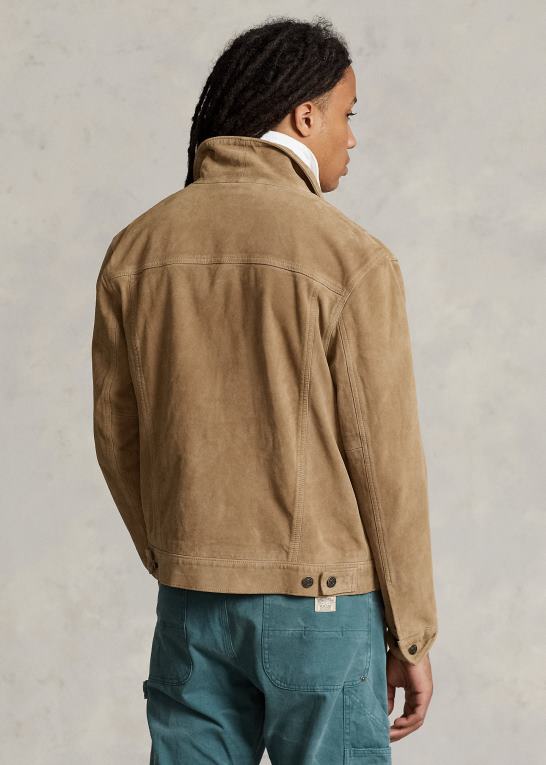 ørken kaki Mænd Ralph Lauren ruskind trucker jakke Z426B1191