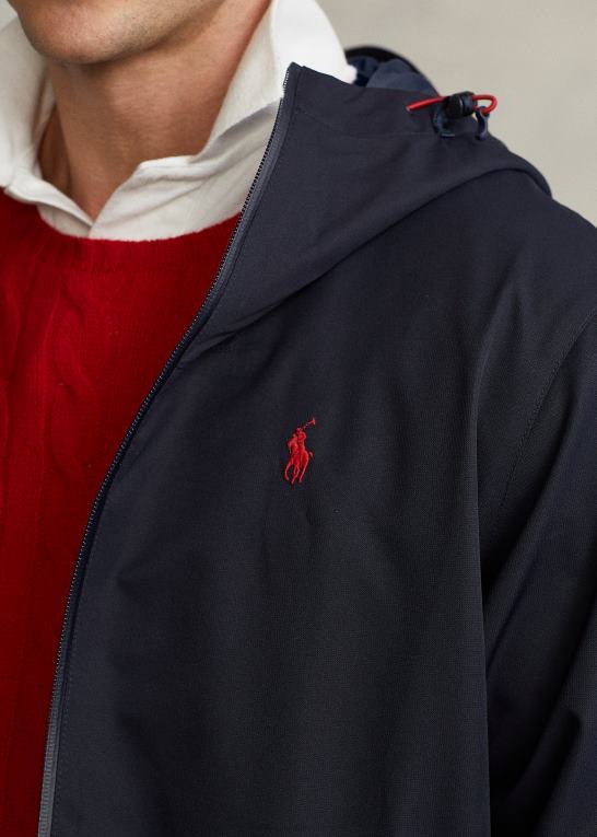 samling flåde Mænd Ralph Lauren vandafvisende hættejakke Z426B1163