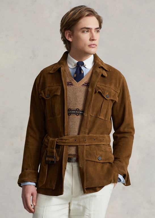smith brun Mænd Ralph Lauren brugsjakke med ruskindsbælte Z426B1210