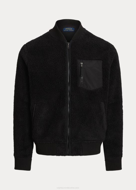 sort Mænd Ralph Lauren bonded pile fleece bomberjakke Z426B1208