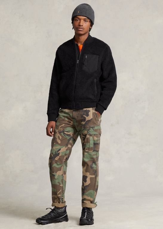 sort Mænd Ralph Lauren bonded pile fleece bomberjakke Z426B1208