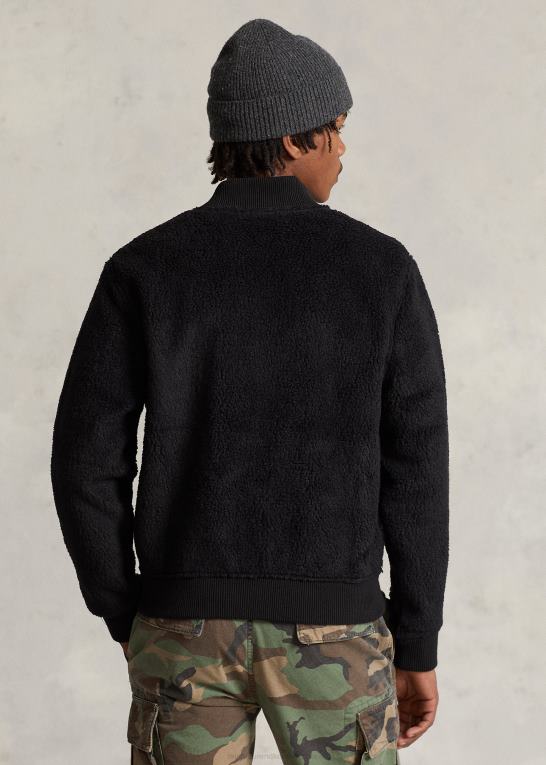 sort Mænd Ralph Lauren bonded pile fleece bomberjakke Z426B1208