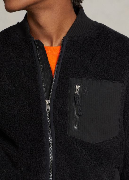 sort Mænd Ralph Lauren bonded pile fleece bomberjakke Z426B1208