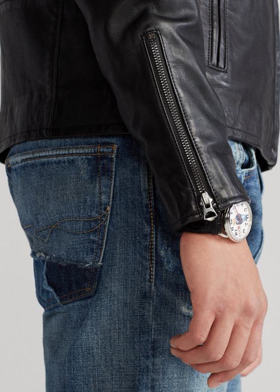 sort Mænd Ralph Lauren lammeskind cafe racer jakke Z426B1140