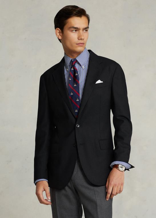 sort Mænd Ralph Lauren polo blød uld oxford jakkesæt Z426B541