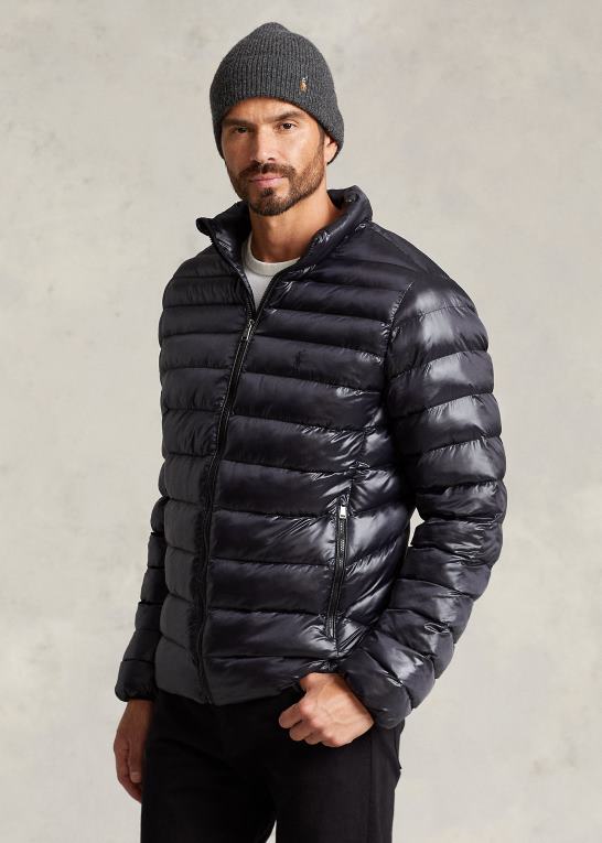 sort blank Mænd Ralph Lauren pakbar vandafvisende jakke Z426B1898