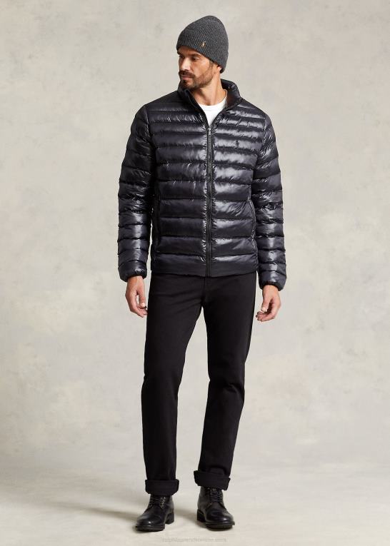 sort blank Mænd Ralph Lauren pakbar vandafvisende jakke Z426B1898