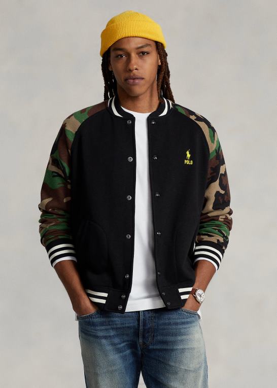 sort multi Mænd Ralph Lauren baseballjakke i fleece med ærmer Z426B102