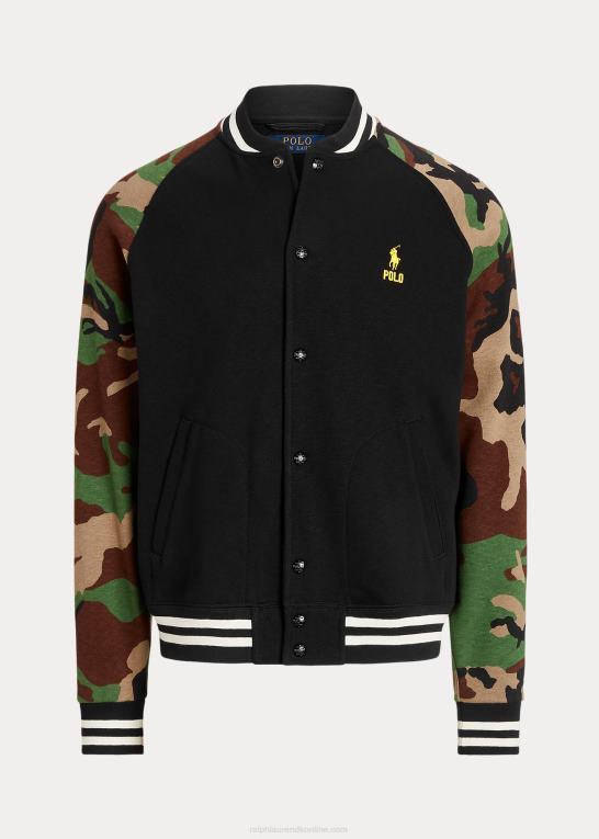 sort multi Mænd Ralph Lauren baseballjakke i fleece med ærmer Z426B102