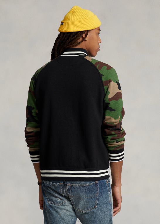 sort multi Mænd Ralph Lauren baseballjakke i fleece med ærmer Z426B102