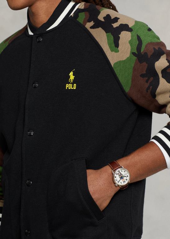 sort multi Mænd Ralph Lauren baseballjakke i fleece med ærmer Z426B102