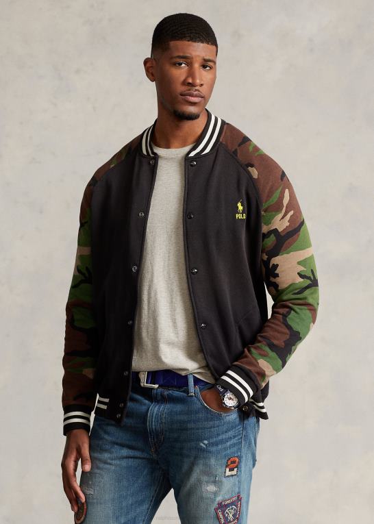 sort multi Mænd Ralph Lauren baseballjakke i fleece med ærmer Z426B1389