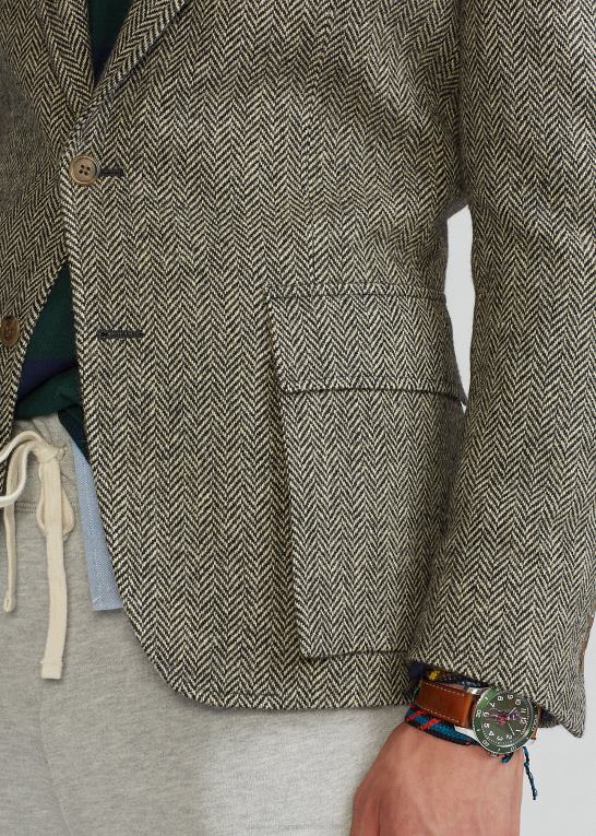 sort og creme Mænd Ralph Lauren rl67 sildebensjakken Z426B1300