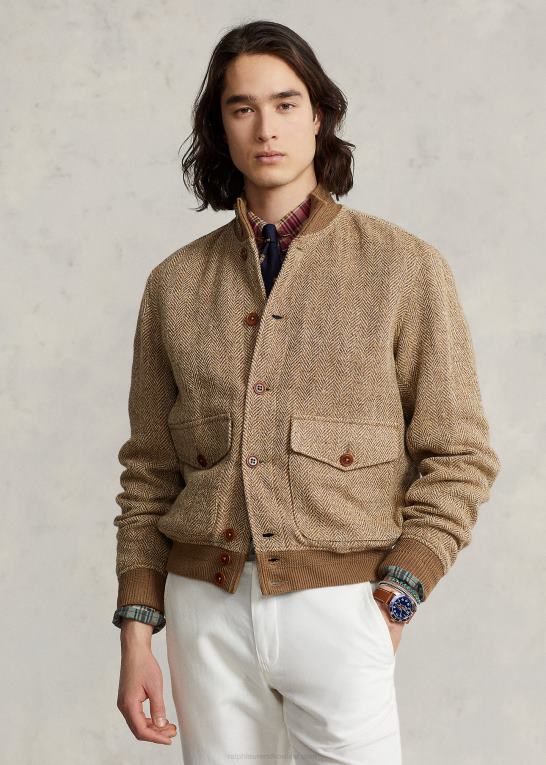 tan/brun Mænd Ralph Lauren tweed jakke i hørblanding Z426B8612