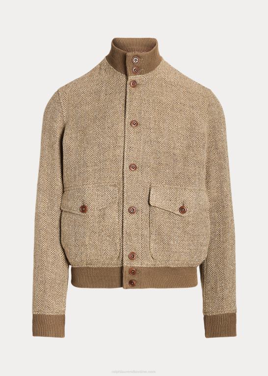 tan/brun Mænd Ralph Lauren tweed jakke i hørblanding Z426B8612