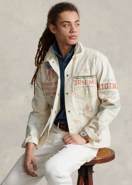 træbine Mænd Ralph Lauren denim grafisk malerjakke Z426B852
