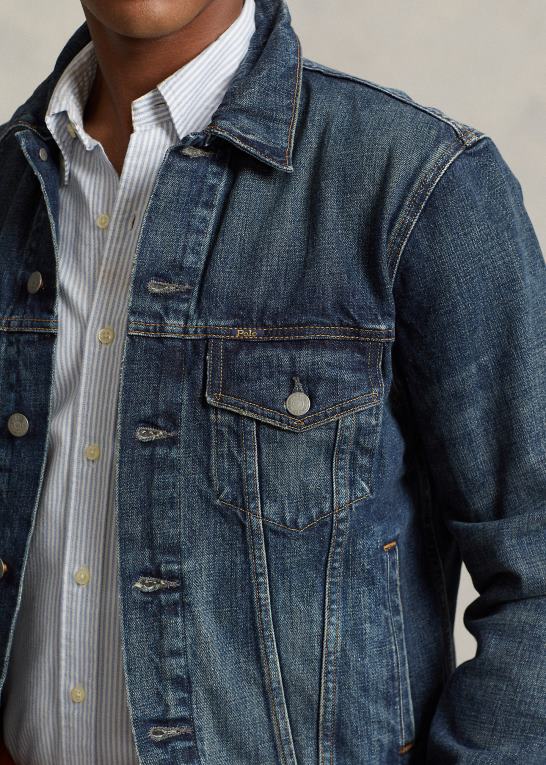 trenton Mænd Ralph Lauren falmet denim trucker jakke Z426B911