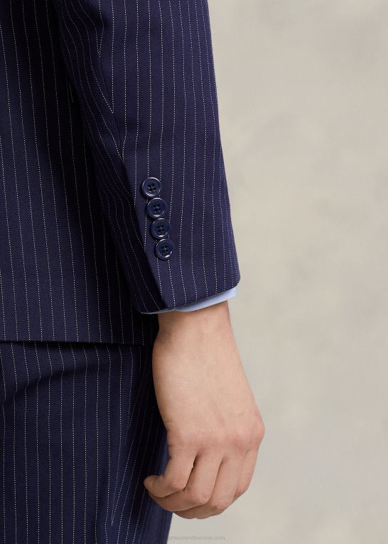 marineblå/creme Mænd Ralph Lauren polo nålestribe dobby 3-delt jakkesæt Z426B1226