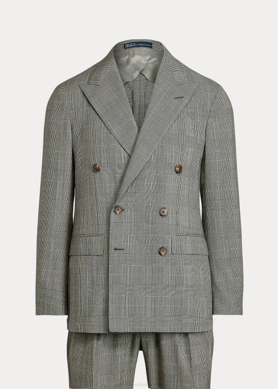 sort/creme/blå Mænd Ralph Lauren polo blød glen plaid ulddragt Z426B8604
