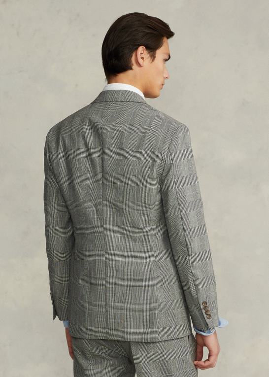 sort/creme/blå Mænd Ralph Lauren polo blød glen plaid ulddragt Z426B8604