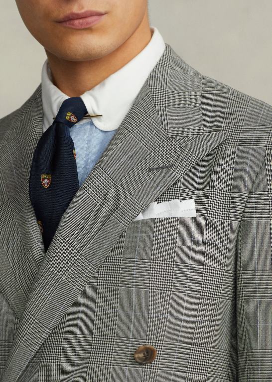 sort/creme/blå Mænd Ralph Lauren polo blød glen plaid ulddragt Z426B8604