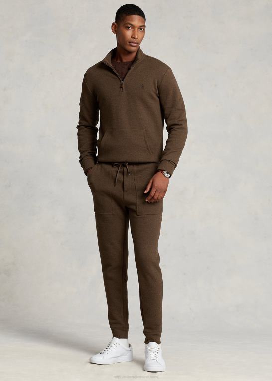 brun lyng Mænd Ralph Lauren dobbeltstrikket joggerbukse i mesh Z426B1024