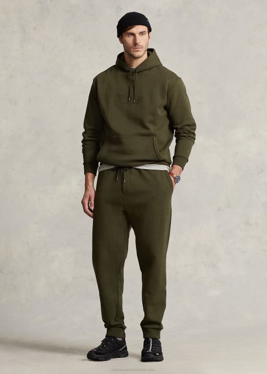 firma oliven Mænd Ralph Lauren dobbeltstrikkede joggerbukser med logo-præget Z426B1368