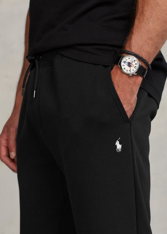sort Mænd Ralph Lauren dobbeltstrikkede joggerbukser Z426B1529