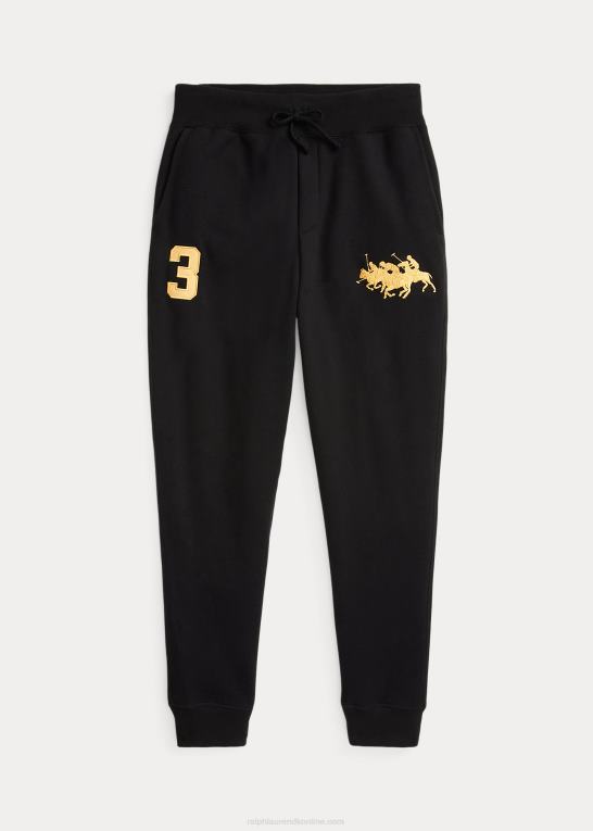 sort Mænd Ralph Lauren trippel-pony fleece joggerbukser Z426B1899