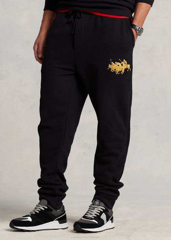 sort Mænd Ralph Lauren trippel-pony fleece joggerbukser Z426B1899